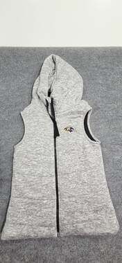 Antigua Baltimore Ravens Womens Gray Full Zip Hooded Vest Size S NFL